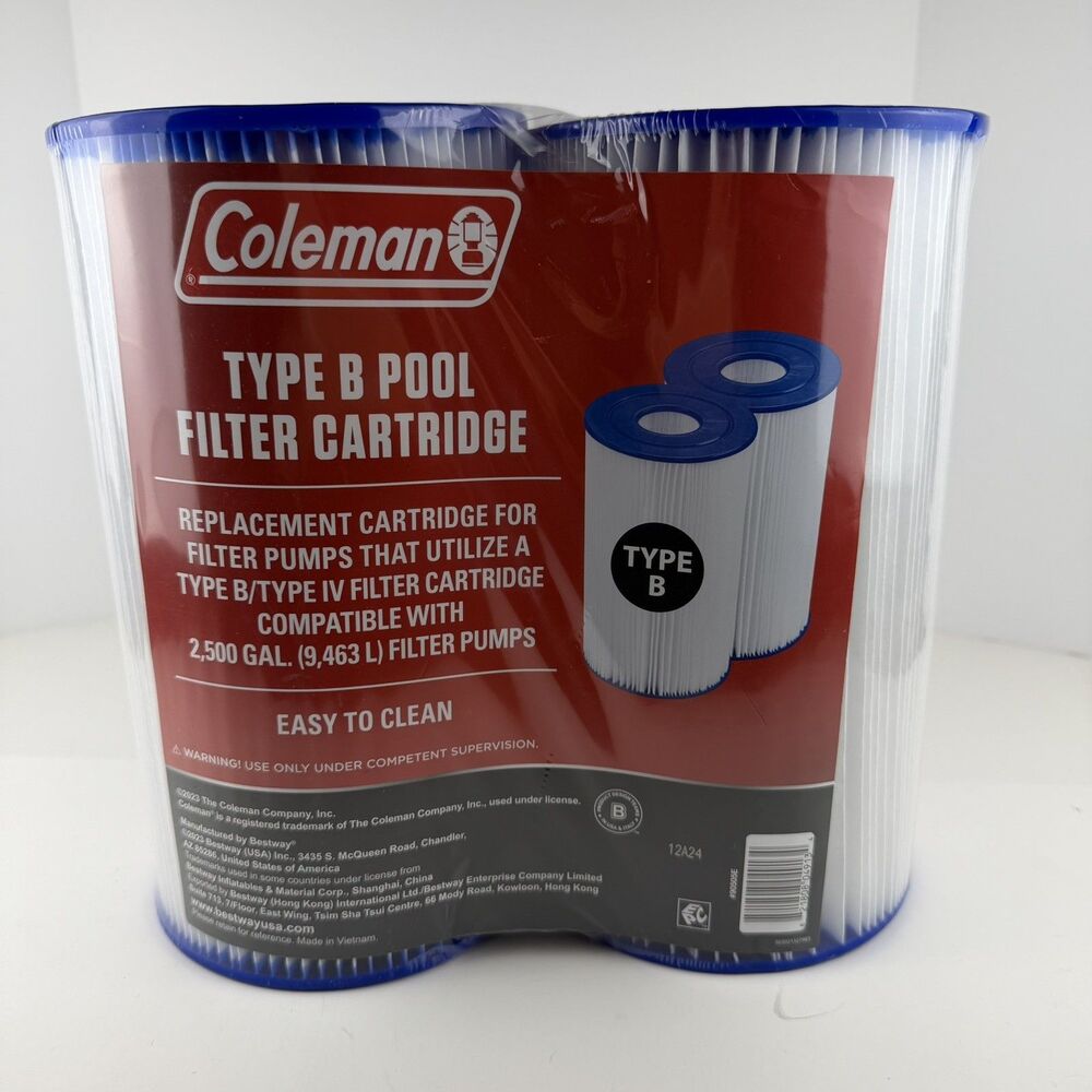 Coleman Type B/Type IV Pool Filter Cartridges 2-Pack (90505E), Blue/White, 5.6